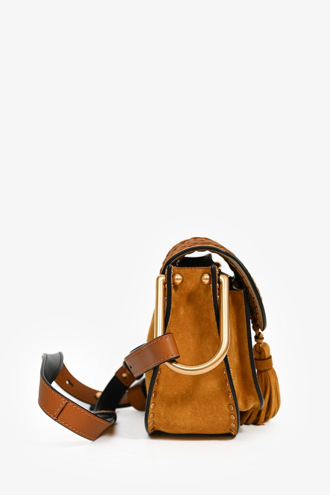 Chloe Mustard Suede/Leather Fringe Crossbody Bag
