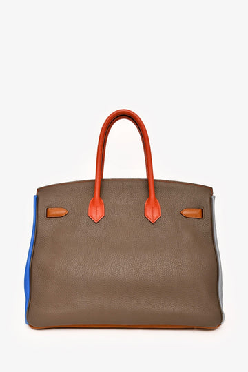 Hermès 2013 Orange/Blue/Brown 5 Colour Birkin 35 PHW