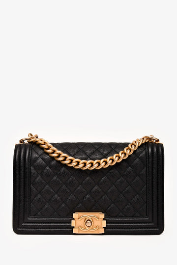 Chanel™ 2016-17 Black Caviar Leather New Medium Boy Crossbody (As Is)