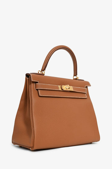 Hermès 2022 Gold Togo Leather Retourne Kelly II 28 with Strap