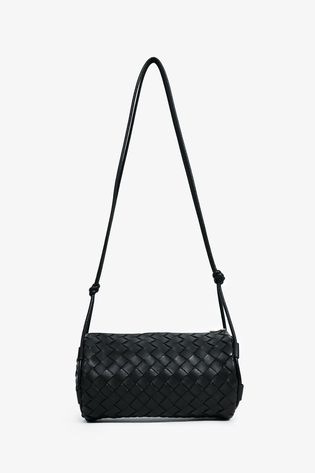 Bottega Veneta Black Intrecciato Leather Barrel Shoulder Bag