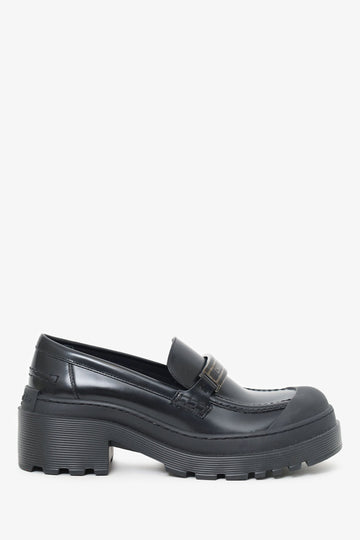 Christian Dior Black Leather/Rubber Toe Loafers Size 37