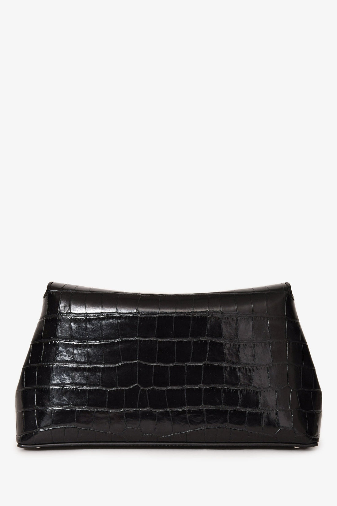 Toteme Black Croc Embossed T Lock Clutch with Strap