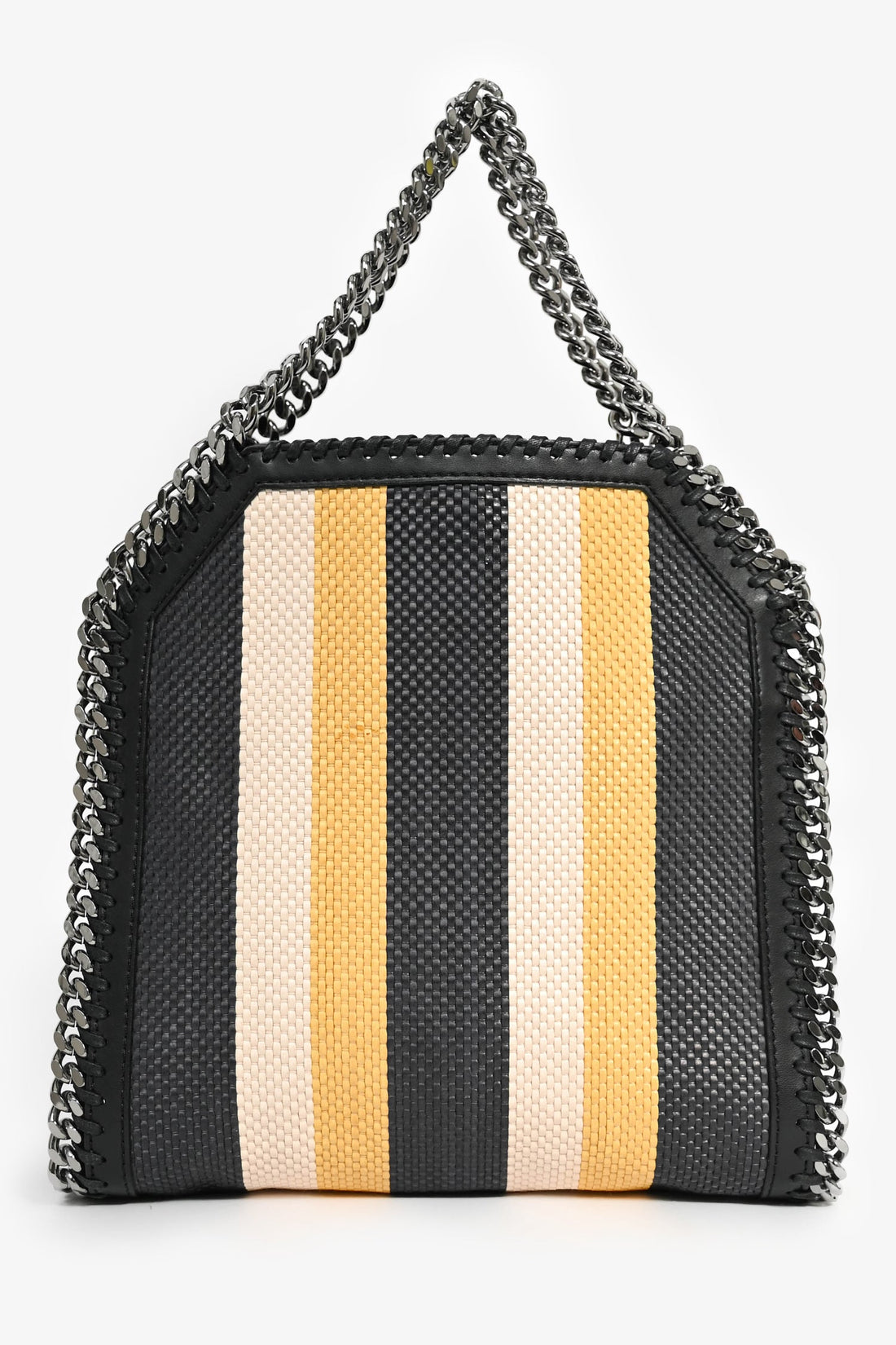 Stella McCartney Black/Yellow Striped Wicket Mini Chain Tote