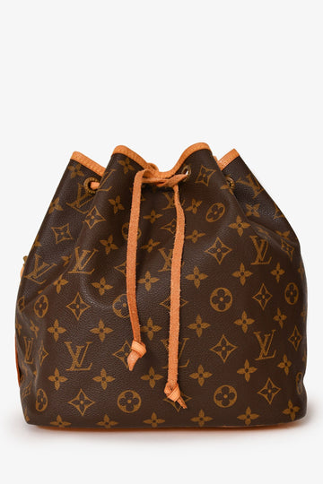Louis Vuitton 1998 Brown Leather/ Canvas Monogram Petit Noé Bucket Bag