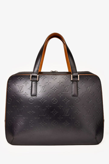 Louis Vuitton 2002 Matte Greyish Blue Leather Monogram Briefcase