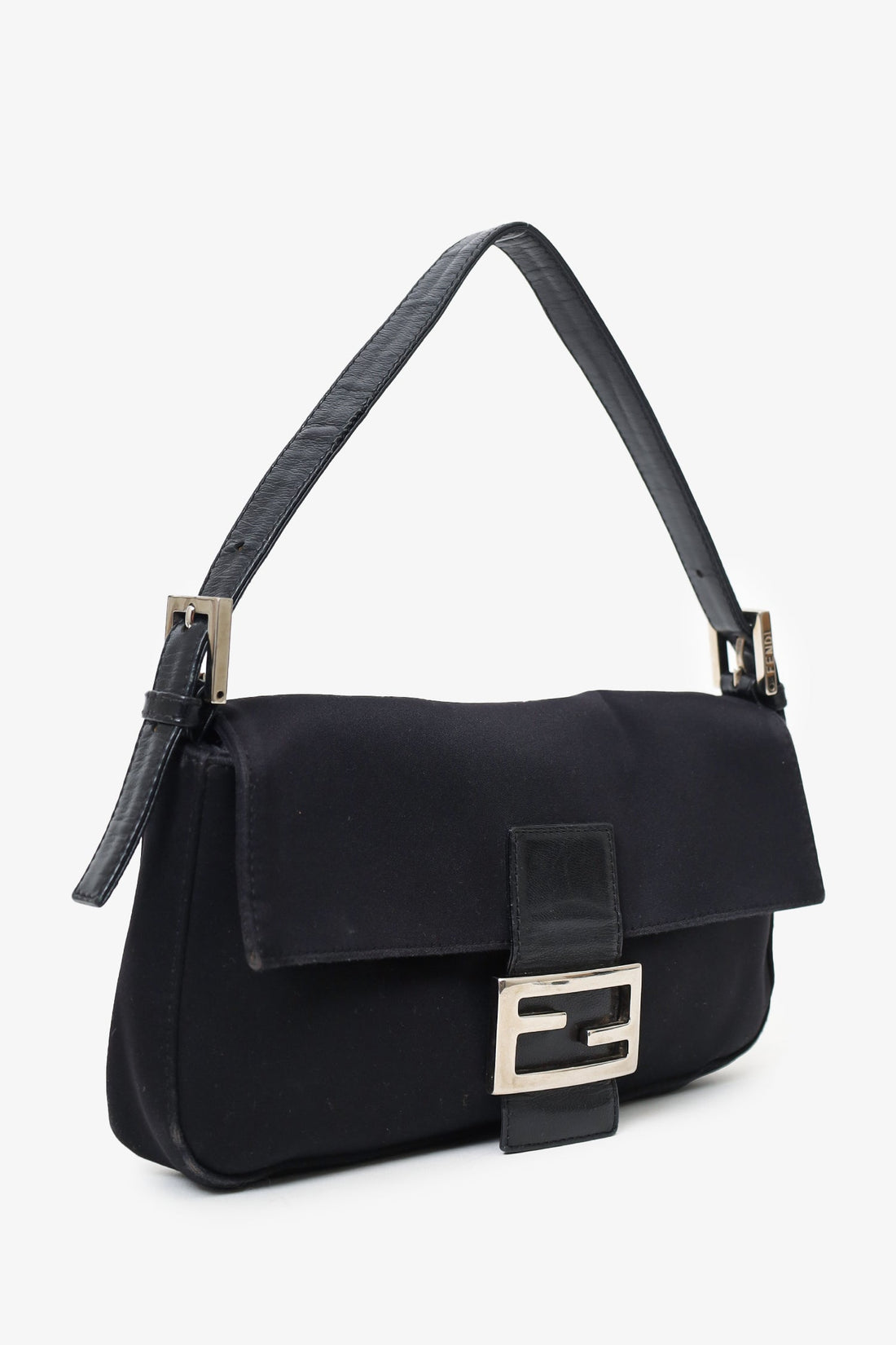 Fendi Black Canvas Baguette Shoulder Bag