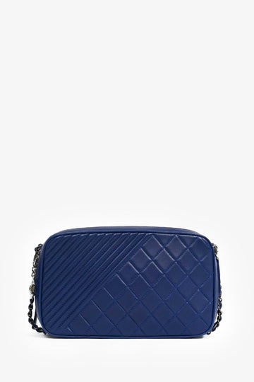 Chanel™ Blue Leather Pewter Large CC Coco Camera Boy Bag