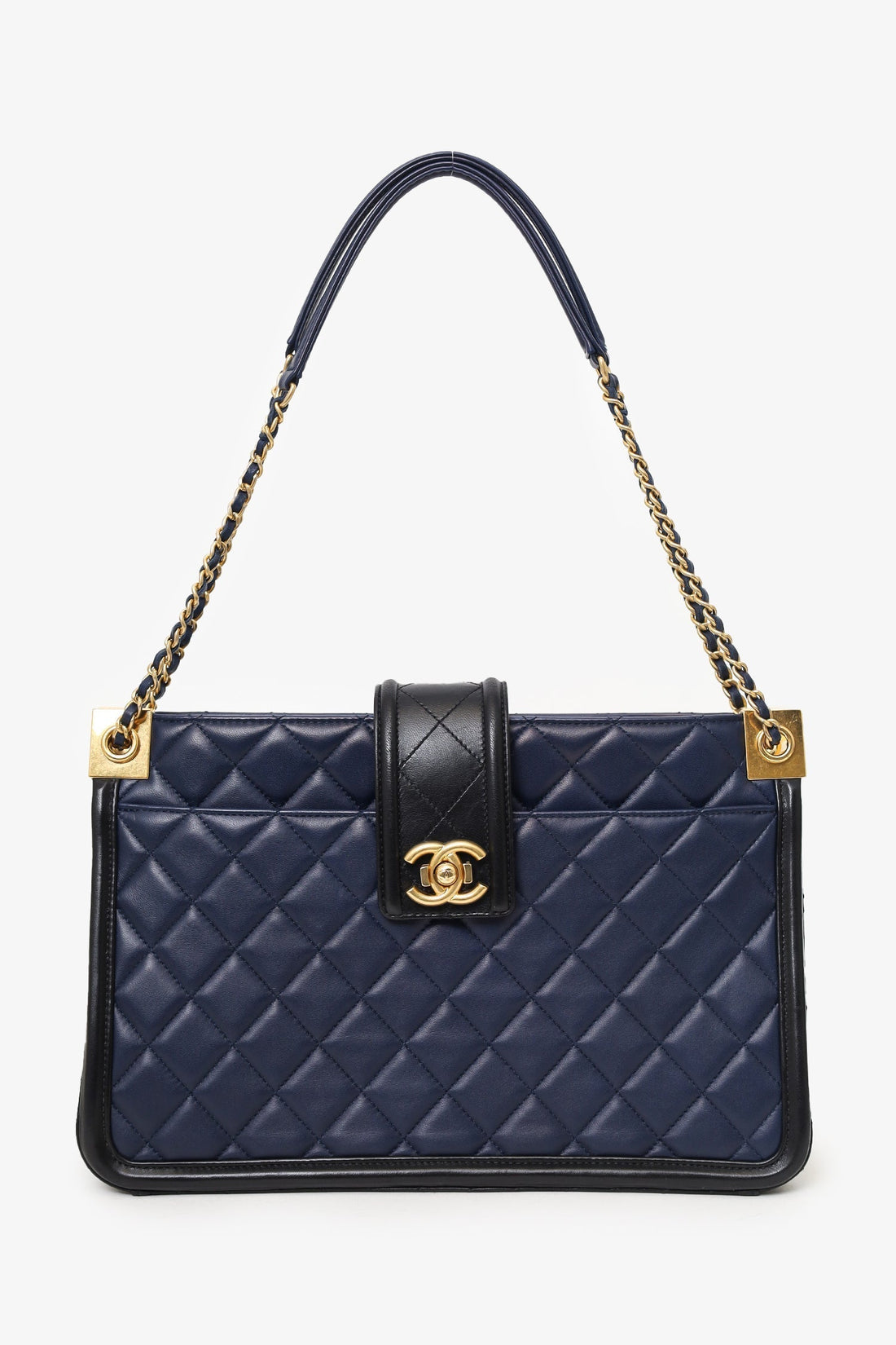 Chanel™ 2014-15 Navy/Black Quilted Lambskin Elegant Tote