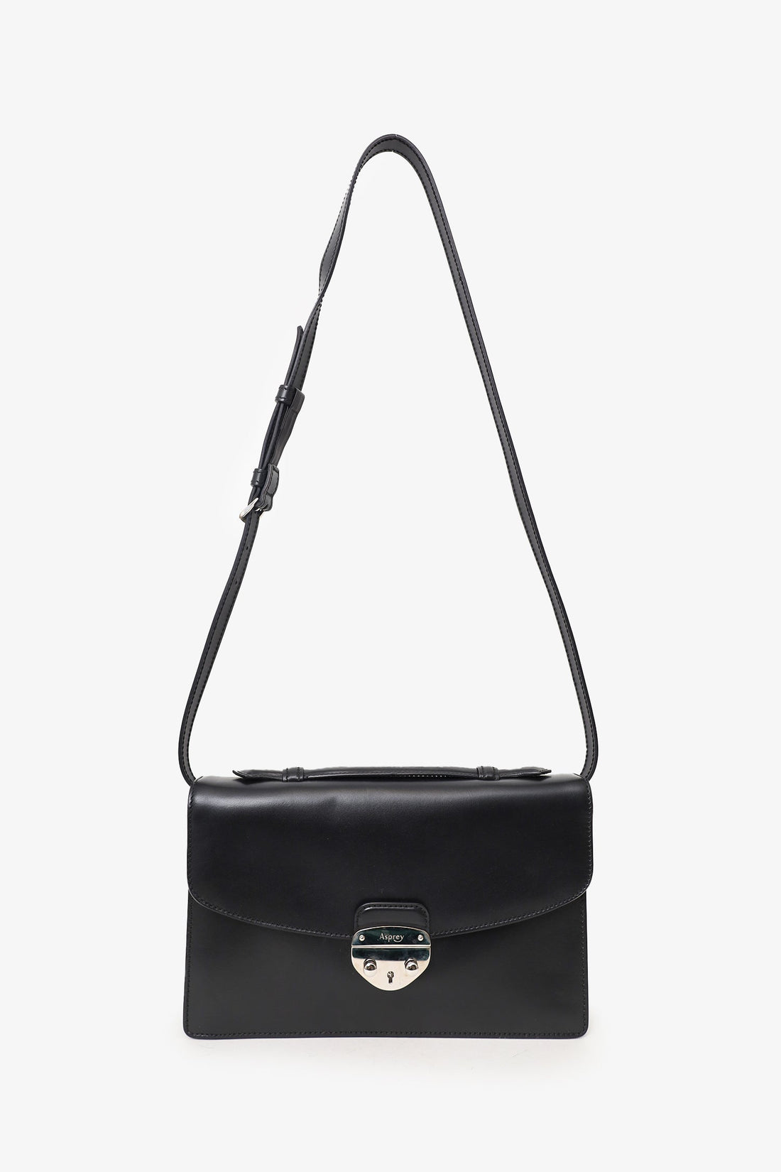Asprey Black Bull Leather Small Briefcase with Strap (As Is)