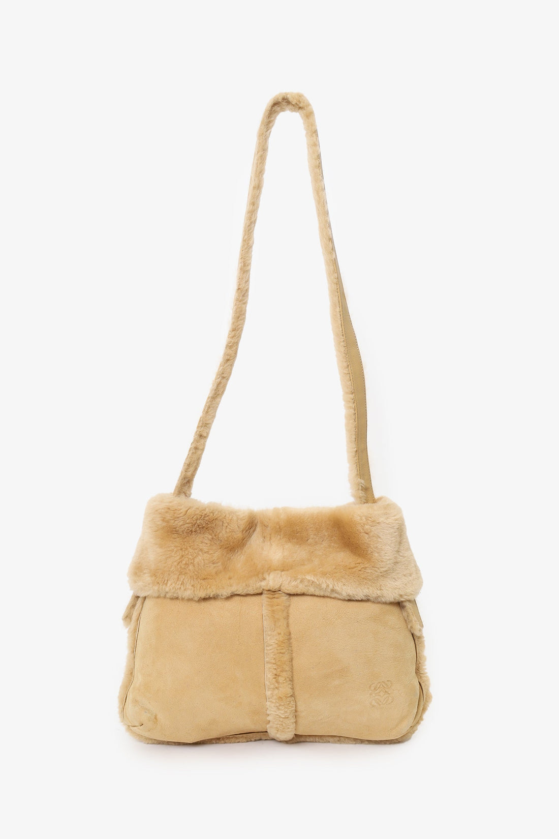 Loewe Beige Suede Shearling Boa Crossbody