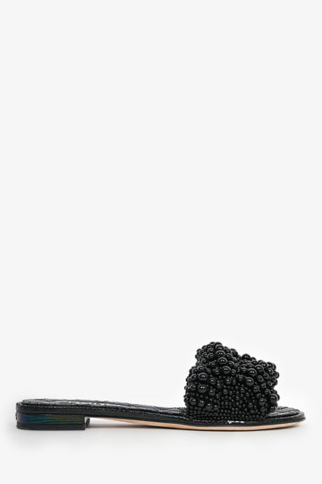 Chanel™ Black Iridescent Beaded Slides Size 36
