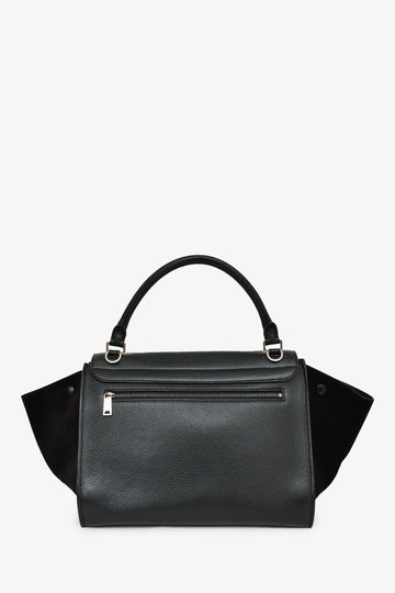Celine Black Leather/Suede Trapeze Bag with Strap