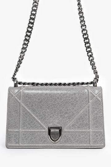 Christian Dior Grey Diorama Small Chain Shoulder Bag
