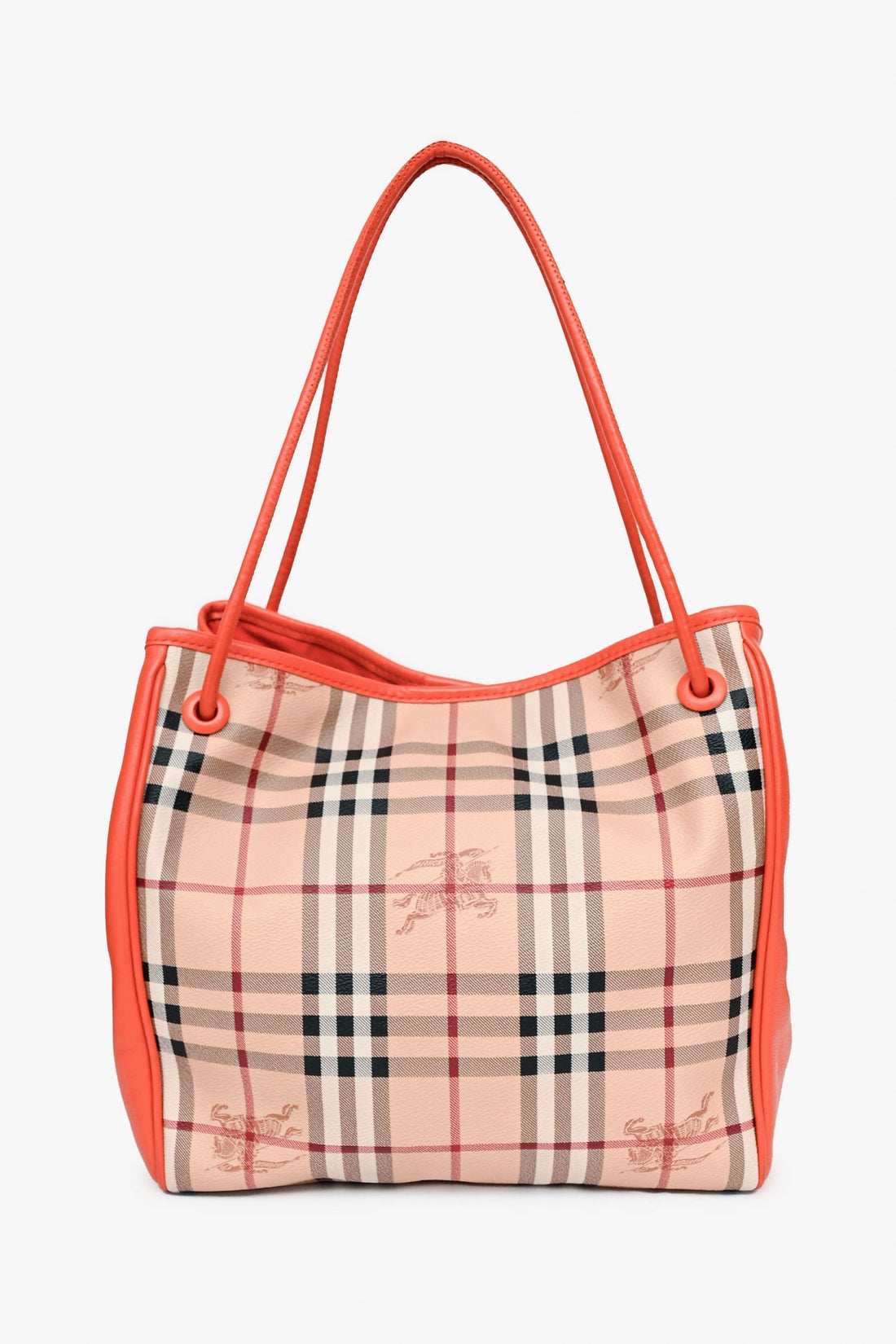 Burberry Beige/Orange Leather/Coated Canvas Shoulder Bag (As Is)