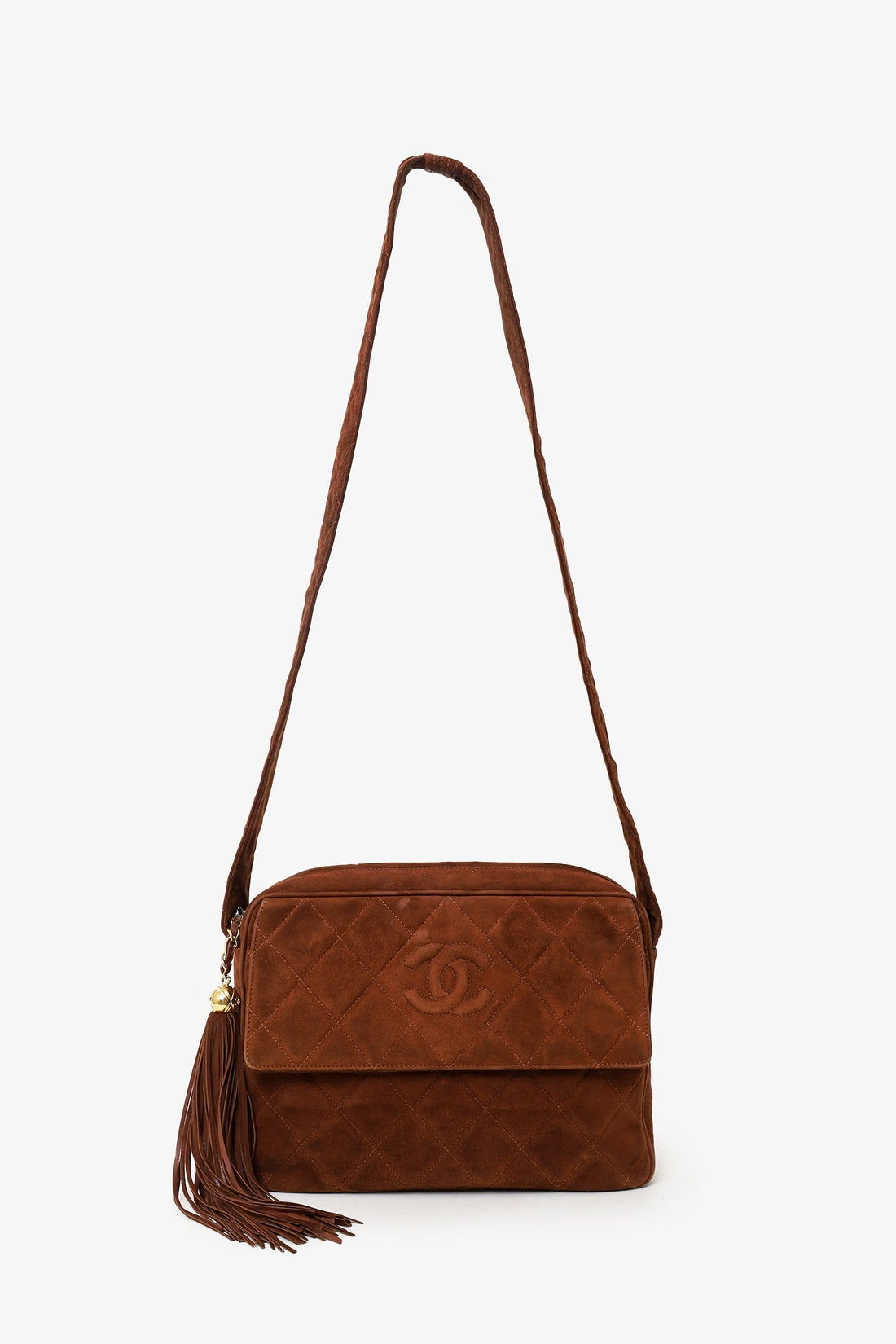 Chanel™ 1994-96 Brown Suede CC Tassel Crossbody Bag