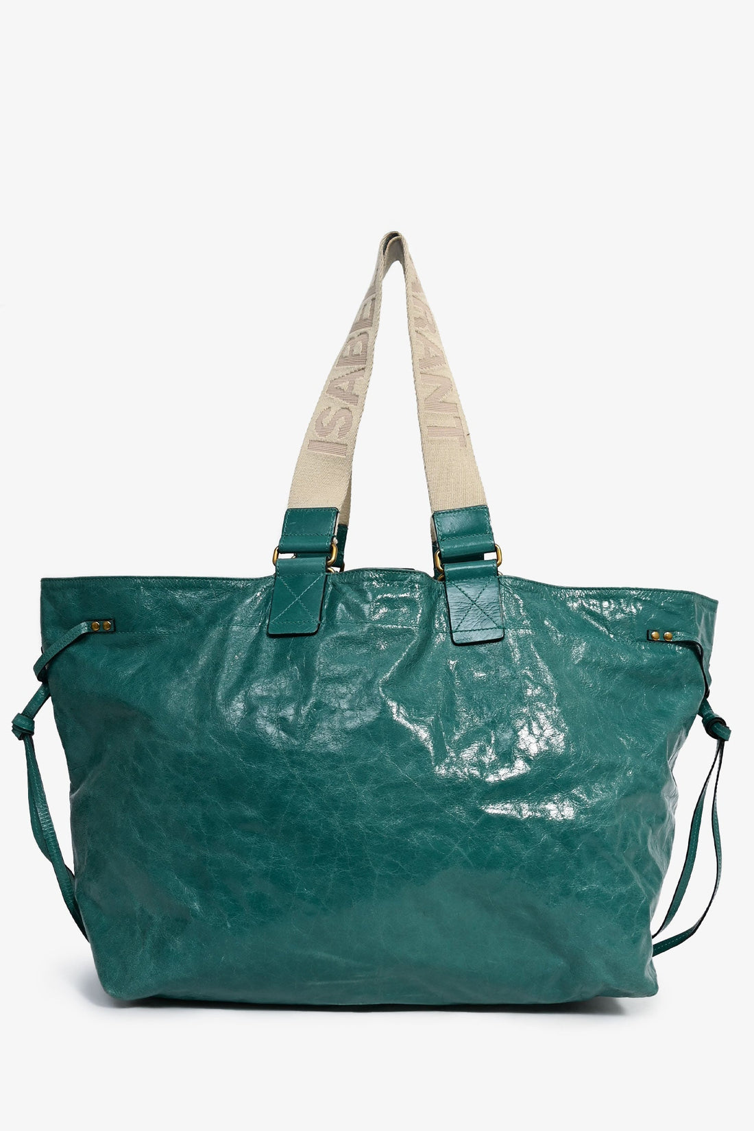 Isabel Marant Green Crinkle Leather 'Wardy' Tote Bag