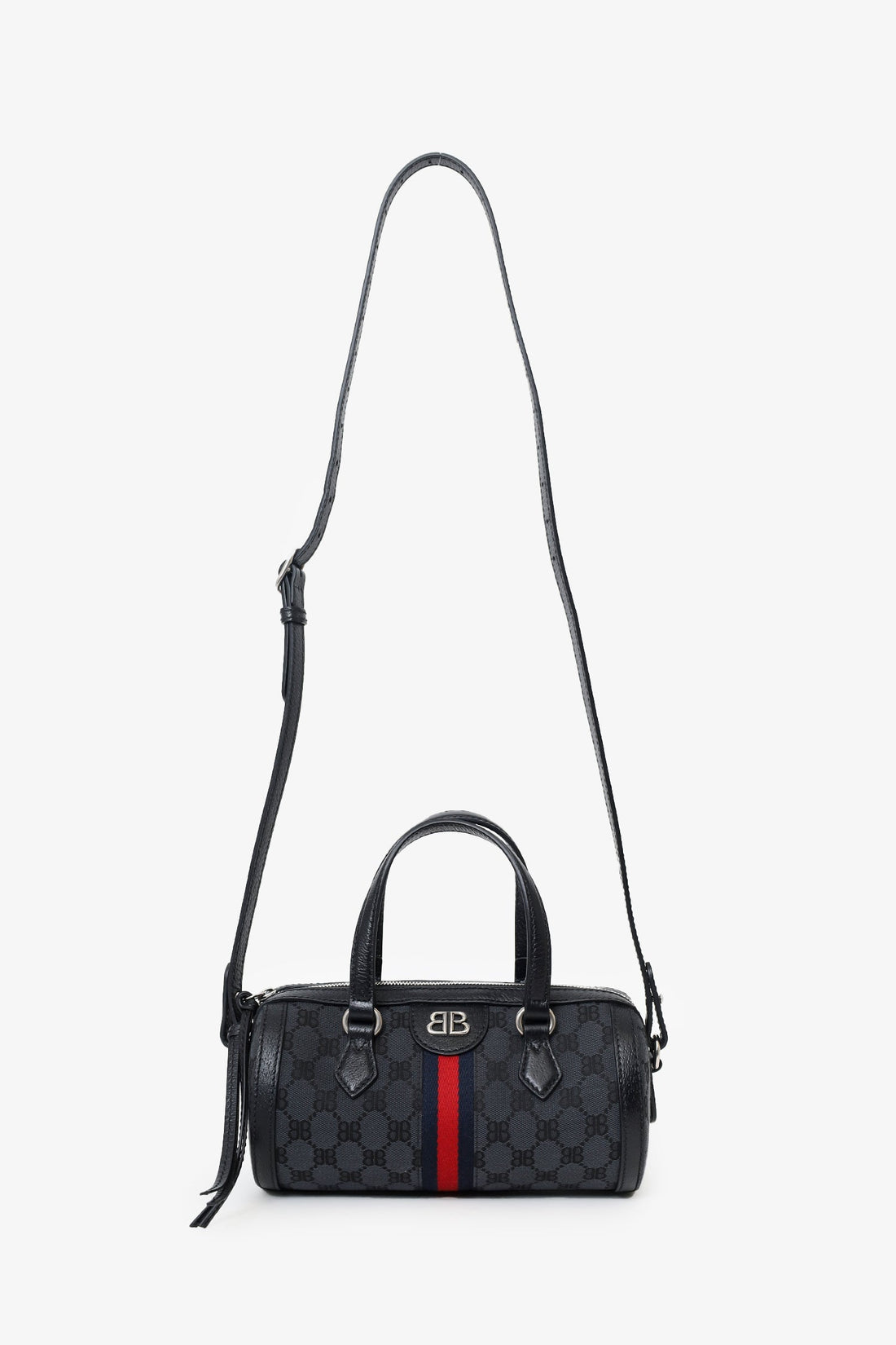 Balenciaga x Gucci Black Canvas and Leather The Hacker Project Boston Bag with Strap