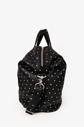 Givenchy 2015 Black/White Leather Cross Patterned Nightingale Weekender Bag with Strap