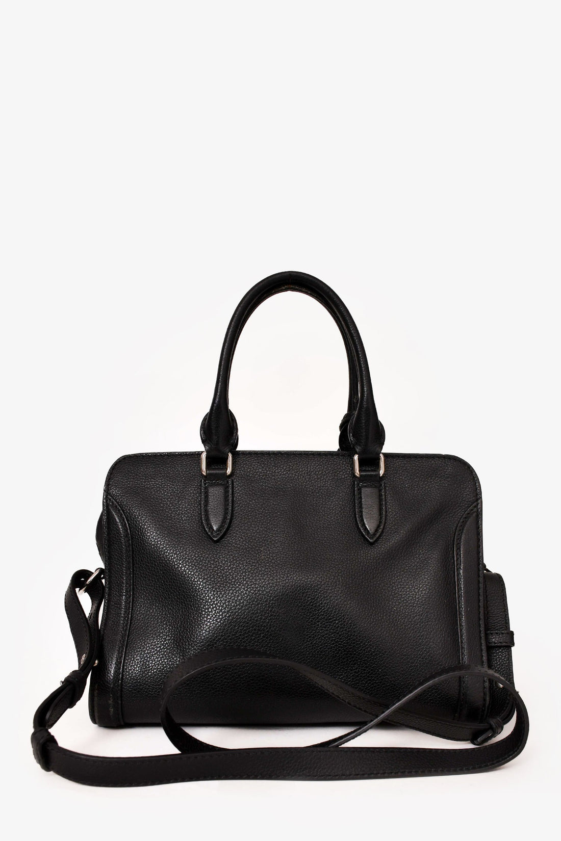 Alexander McQueen Black Leather Small Skull Padlock Zip Around Nag with Strap (As Is)