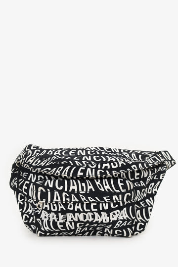 Balenciaga Black/White Canvas Waist Bag