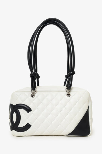 Chanel™ 2004-05 Black/White Leather Medium Ligne Cambon Bowling Bag