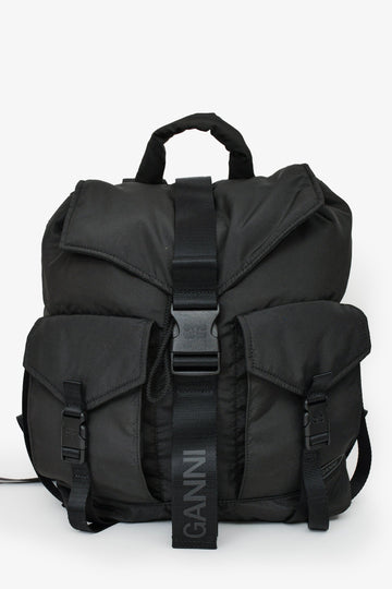 Ganni Black Recycled Tech Backpack