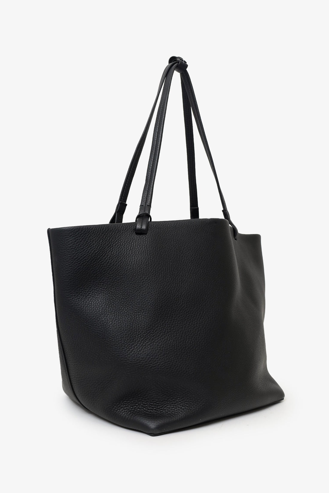The Row Black Grained Leather XL Park Tote with Pouch