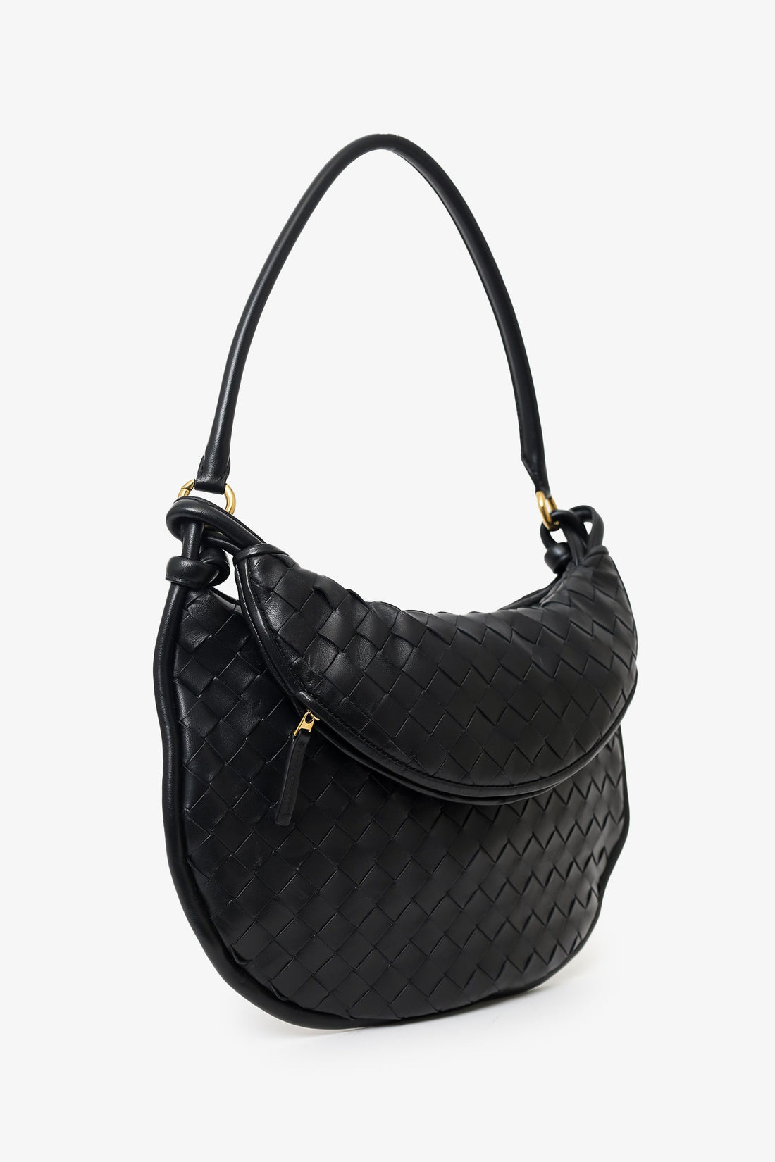 Bottega Veneta Black Intrecciato Leather Gemelli Medium Shoulder Bag