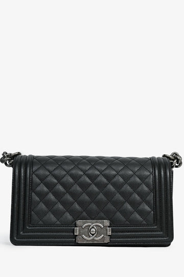 Chanel™ 2022 Black Caviar Leather Boy Crossbody Bag