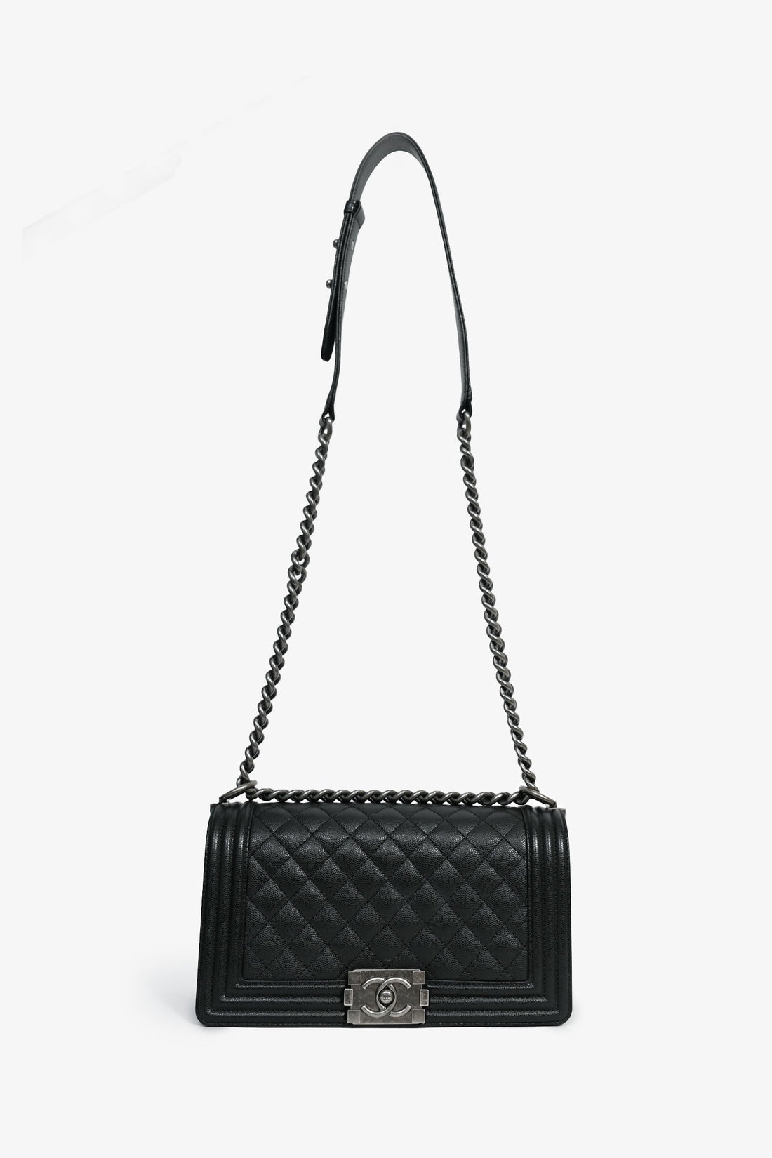 Chanel™ 2022 Black Caviar Leather Boy Crossbody Bag