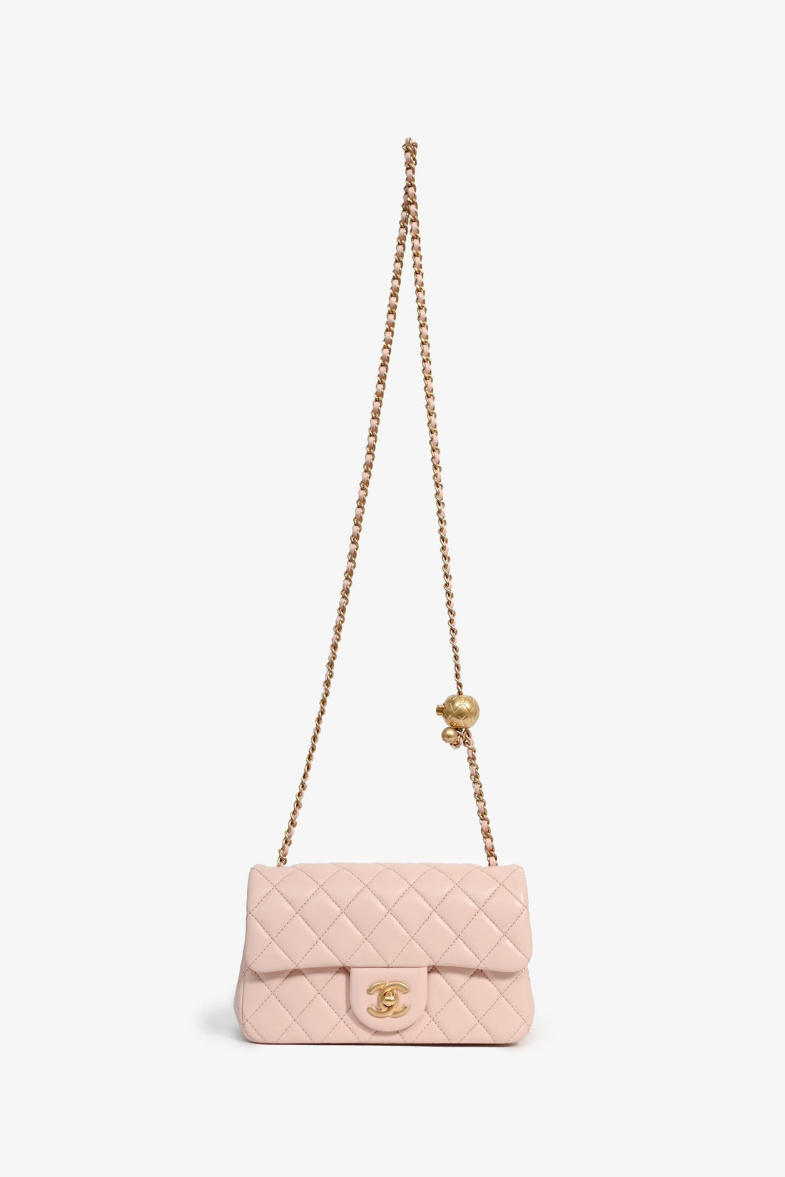 Chanel™ 2023 Pink Lambskin Leather Mini Rectangular Pearl Crush Crossbody