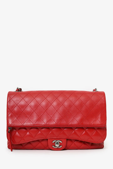 Chanel™ Red Quilted Multi Flap Bag