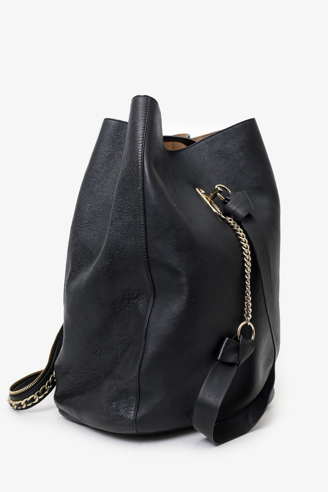 Jimmy Choo Black Leather Chain Detail Convertible 2Way Echo Shoulder Bag/Backpack (As Is)