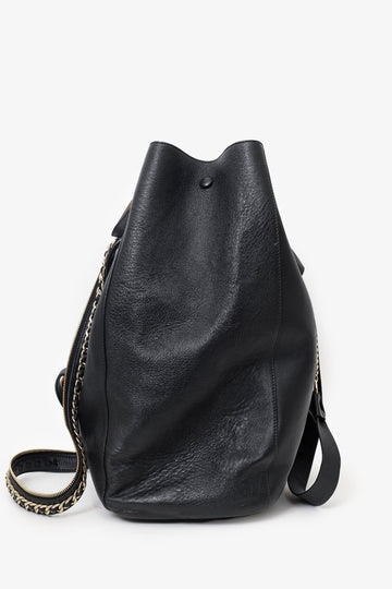 Jimmy Choo Black Leather Chain Detail Convertible 2Way Echo Shoulder Bag/Backpack (As Is)