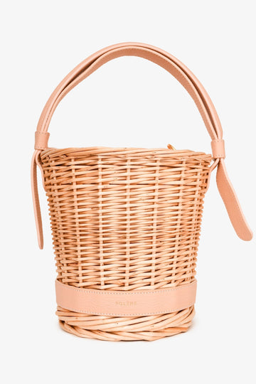 Polene Beige Wicker/Leather Basket Bag