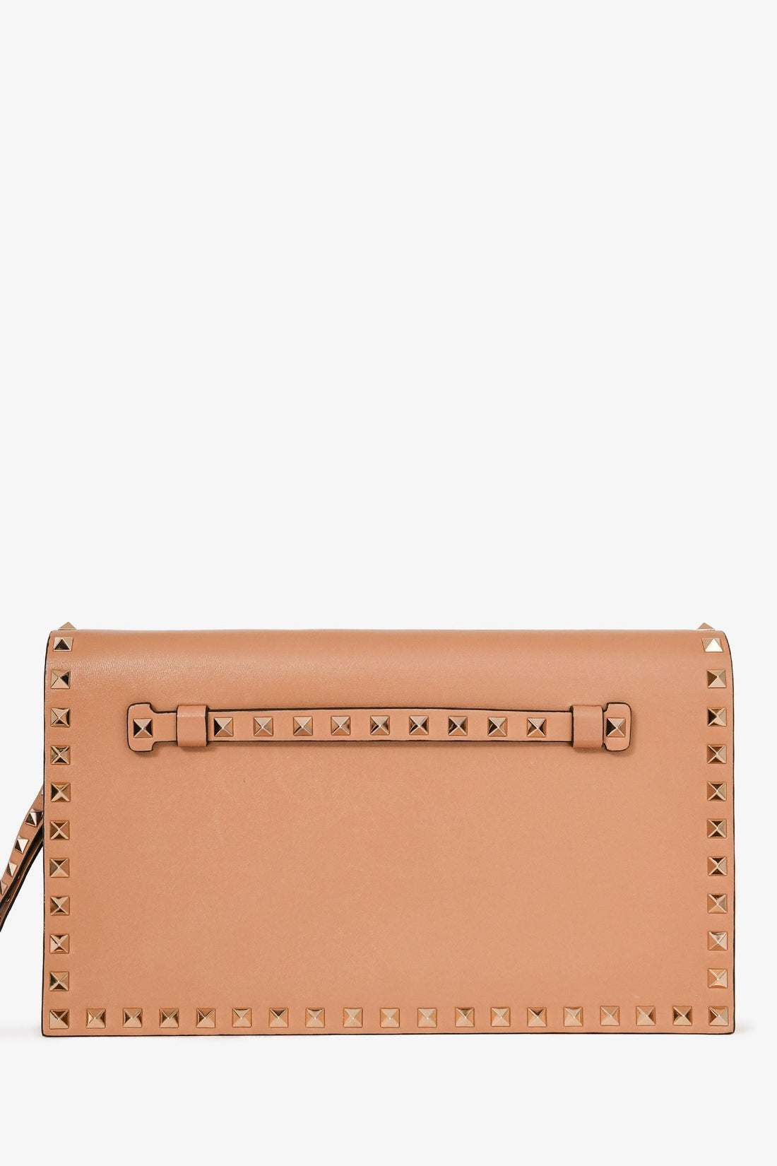 Valentino Brown Leather Rockstud Clutch