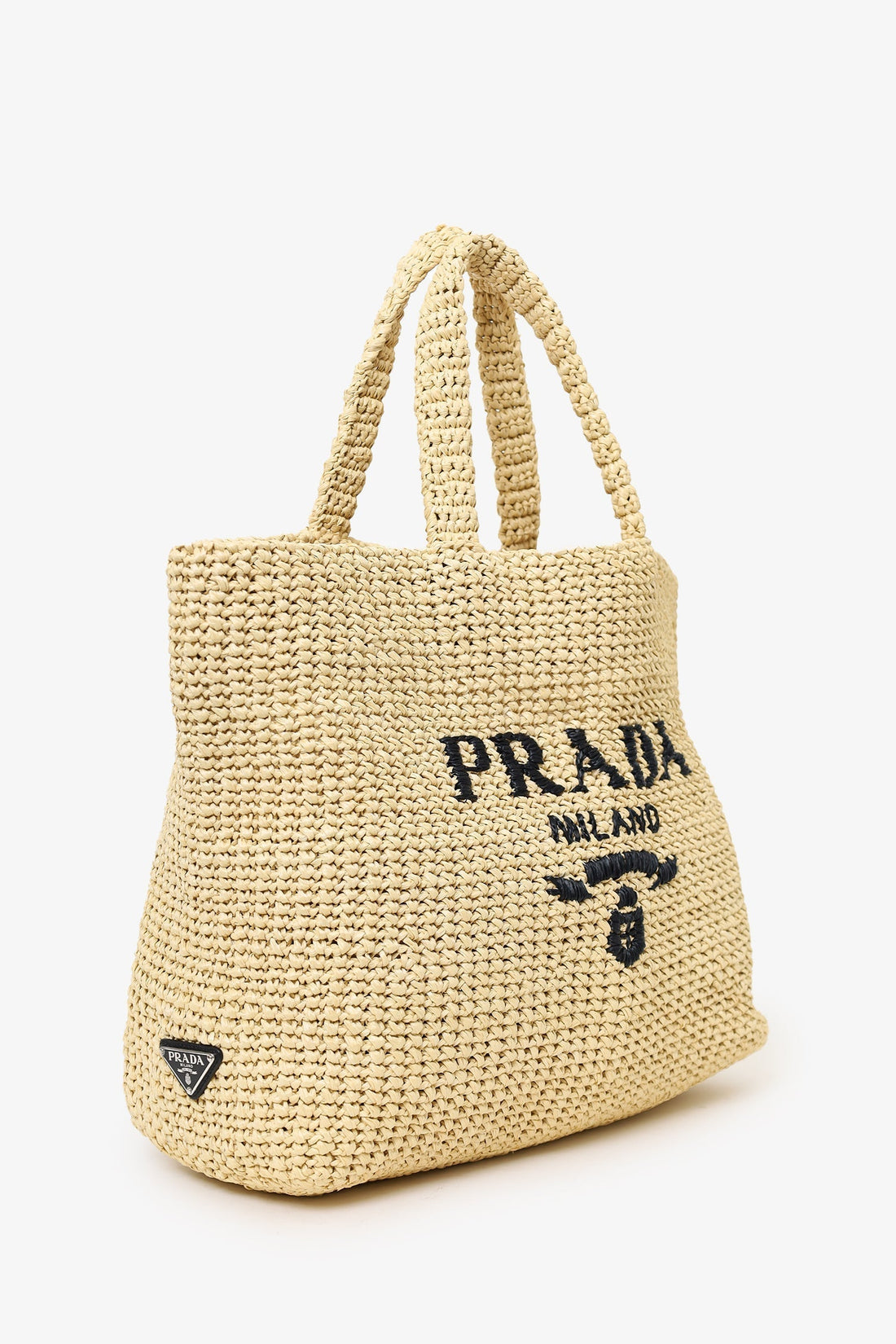 Prada Natural Raffia Crochet Tote Bag