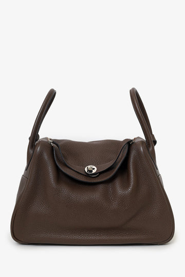 Hermes 2012 Chocolate Brown Clemence Leather Lindy 34