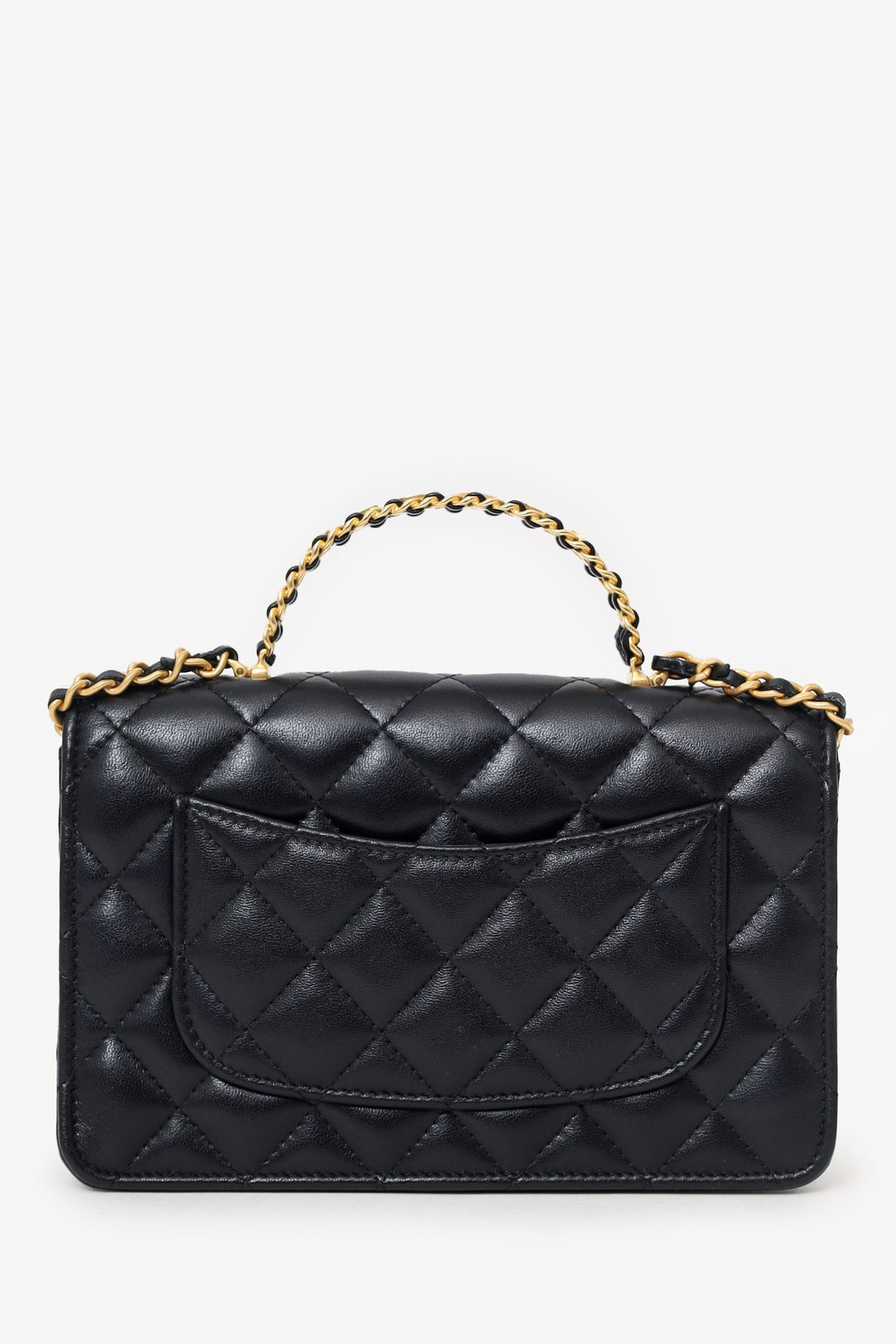 Chanel™ 2024 Black Quilted Leather Chain Wallet w/ Handle Crossbody