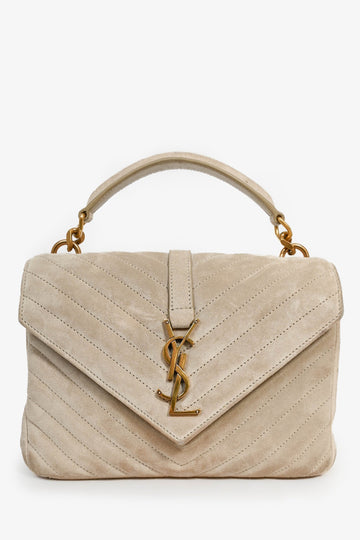 Saint Laurent 2020 Taupe Suede Medium 'College' Bag