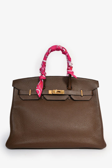 Hermès 2014 Special Order Brown Clemence Leather Birkin 35