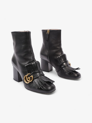 Gucci CS Marmont Fringe Block Heel 70mm Black Leather EU 37 UK 4