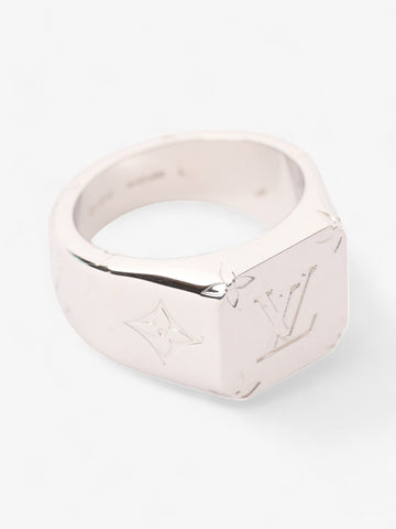 Louis Vuitton Monogram Signet Ring Silver Base Metal Large - 63mm