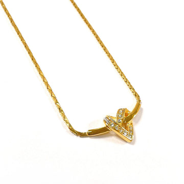 Christian Dior Necklace Metal, Rhinestone gold heart Women Used
