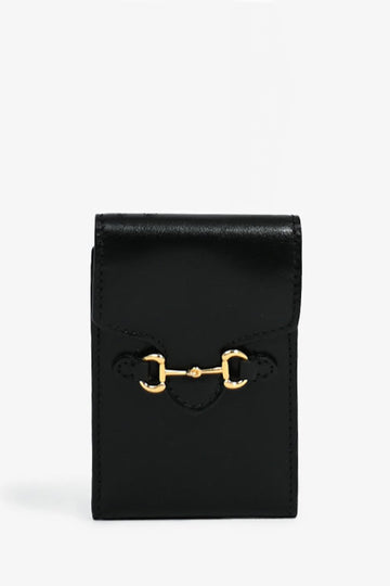 Gucci Black Leather Mini 1955 Horsebit Bifold Wallet Crossbody