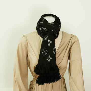 Louis Vuitton Wool Scarf Black/Metallic Silver