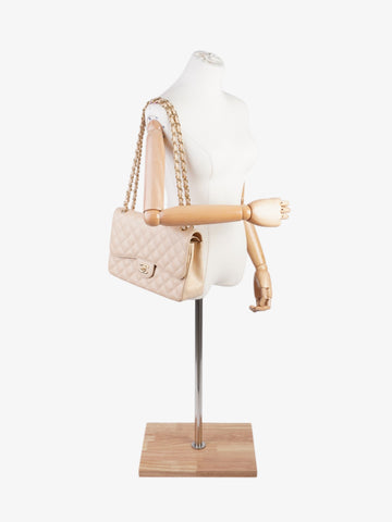 Chanel Classic Double Flap Nude Caviar Leather Jumbo