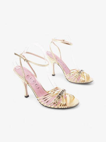 Gucci CS Chain Sandals 70mm Gold Leather EU 39.5 UK 6.5