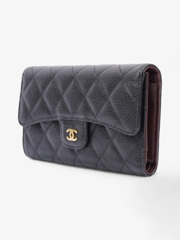 Chanel CC Flap Continental Wallet Black / Gold Caviar Leather